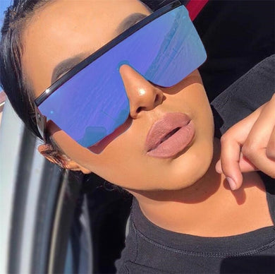 2022 Oversized Sunglasses Women Big Frame Square Flat Top Rivet Gradient Lens Sun Glasses Female Men Vintage Mirror Shades UV400