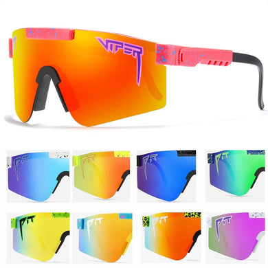 2022 Pit Viper Flat Top Sun Glasses TR90 Blue Frame Mirrored Lens Windproof Sport Polarized Sunglasses For Men UV400 with Case