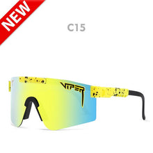 Load image into Gallery viewer, 2022 Pit Viper Flat Top Sun Glasses TR90 Blue Frame Mirrored Lens Windproof Sport Polarized Sunglasses For Men UV400 with Case