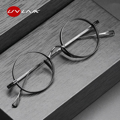 2024 Pure Titanium Glasses Frame Men Vintage Round Optical Myopia Prescription Eyeglasses Women  Brand Retro Small Eyewear