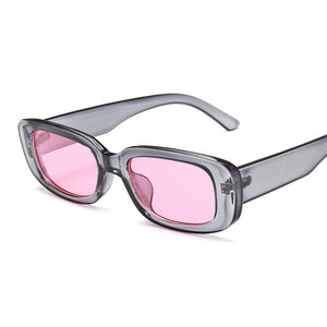2022 Rectangle Sunglasses Women Brand Designer Narrow Frame Glasses Pink Leopard Smalll Sun Glasses