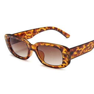 2022 Rectangle Sunglasses Women Brand Designer Narrow Frame Glasses Pink Leopard Smalll Sun Glasses