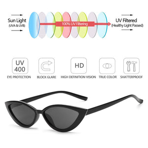 2023 Retro Black Cat Eye Sexy Sunglasses Small Frame Narrow Side Summer Ladies Shades Trending Streetwear Eyewear UV400