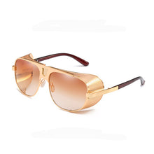 Load image into Gallery viewer, 2022 Retro Gothic Steampunk Sunglasses with Side Shileds Mens Womens Vintage Aviation Round Metal Shades  Punk Glasses