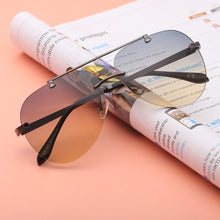 Carica l&#39;immagine nel visualizzatore di Gallery, 2023 Occhiali da sole pilota in lega senza montatura per uomo Occhiali da sole sfumati di marca Occhiali da sole ovali in metallo femminile Nero Oculos De Sol Masculino