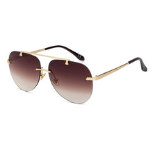 Carica l&#39;immagine nel visualizzatore di Gallery, 2023 Occhiali da sole pilota in lega senza montatura per uomo Occhiali da sole sfumati di marca Occhiali da sole ovali in metallo femminile Nero Oculos De Sol Masculino