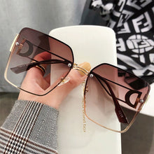 Carica l&#39;immagine nel visualizzatore di Gallery, 2023 Rimless Square Sunglasses Big Box Sunglasses Women Moda Mujer Lunette De Soleil Femme Brown Glasses Zonnebril Dames