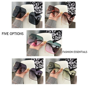 2023 Rimless Square Sunglasses Big Box Sunglasses Women Moda Mujer Lunette De Soleil Femme Brown Glasses Zonnebril Dames