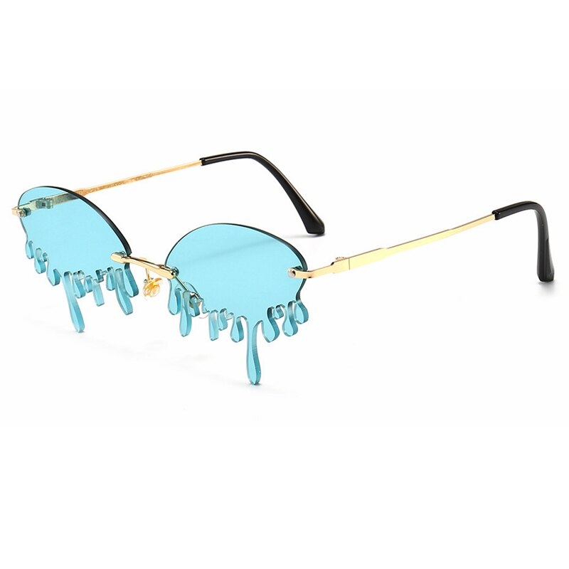 2023 Rimless Sunglasses Women  Vintage Unique Tears Shape Steampunk Sunglasses Female Gafas Shades UV400 Oculos Feminino