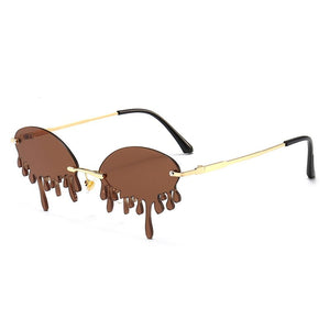 2023 Rimless Sunglasses Women  Vintage Unique Tears Shape Steampunk Sunglasses Female Gafas Shades UV400 Oculos Feminino