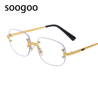 2023 Round Vintage Sunglasses Men Brand Designer Rimless Sun Glasses Shades Cutting Lens  Frameless Eyeglasses UV400