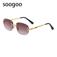 Load image into Gallery viewer, 2023 Round Vintage Sunglasses Men Brand Designer Rimless Sun Glasses Shades Cutting Lens  Frameless Eyeglasses UV400