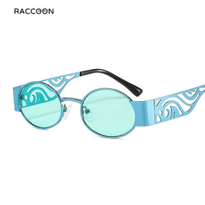 2023 Small Oval Trendy Men'S Sunglasses Steampunk Round Sun Glasses Women Shades Uv400 Punk Metal Eyewear Brand Designer Oculos