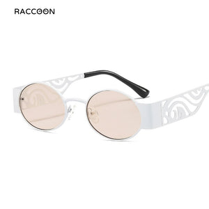 2023 Small Oval Trendy Men'S Sunglasses Steampunk Round Sun Glasses Women Shades Uv400 Punk Metal Eyewear Brand Designer Oculos