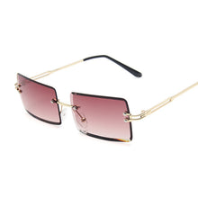 Load image into Gallery viewer, 2023 Small Rectangle Sunglasses Women Rimless Square Sun Glasses for Women Summer Style Female Uv400 Pink Brown
