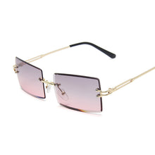 Load image into Gallery viewer, 2023 Small Rectangle Sunglasses Women Rimless Square Sun Glasses for Women Summer Style Female Uv400 Pink Brown