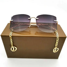 Load image into Gallery viewer, 2023 Sqaure Sunglasses Gold Chain  Brand Designer Sun Glasses Women Big Shades UV400 Vintage Eyewear Gafas Goggle