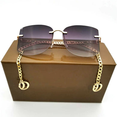 2023 Sqaure Sunglasses Gold Chain  Brand Designer Sun Glasses Women Big Shades UV400 Vintage Eyewear Gafas Goggle