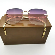 Load image into Gallery viewer, 2023 Sqaure Sunglasses Gold Chain  Brand Designer Sun Glasses Women Big Shades UV400 Vintage Eyewear Gafas Goggle