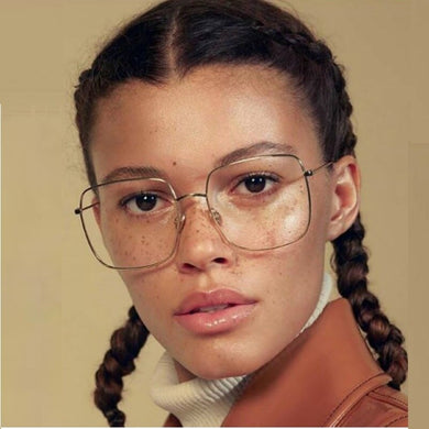 2023 Square Eyeglasses Frame Women Vintage Oversized Optical Frames Metal Men's Glasses Frame Clear lens Fake Glasses Eyeware