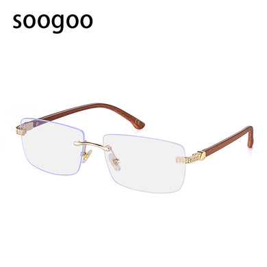 2023 Square Rimless Sunglasses Men Vintage  Brand Designer Sun Glasses Women Rectangle Diamond Eyeglasses UV400