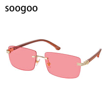 Load image into Gallery viewer, 2023 Square Rimless Sunglasses Men Vintage  Brand Designer Sun Glasses Women Rectangle Diamond Eyeglasses UV400