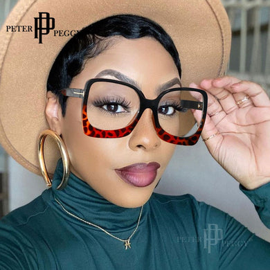 2023 Square Oversized Glasses Frame Women Men Optical Frame Eyeglasses Punk Retro Leopard Transparent Prescription eyeglasses