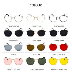 Square Sunglases Men Hexagon Sun glasses Mannen Women Metal Frame Fishing Glasses Gold gray Eyewear lentes de sol hombre