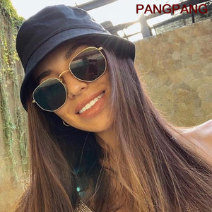 Square Sunglases Men Hexagon Sun glasses Mannen Women Metal Frame Fishing Glasses Gold gray Eyewear lentes de sol hombre