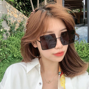 2023 Square Sunglasses Women Glasses Rimless Moda Mujer Zonnebril Dames Lunette De Soleil Femme Vasos Decorativos Gafas