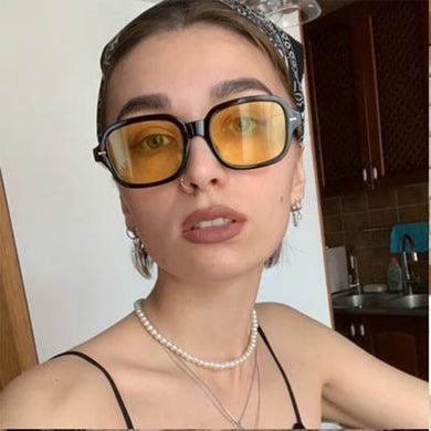 2023 Square Sunglasses Women Men  Brand Designer Retro Clear Yellow Sun Glasses Vintage Rivet Shades lentes de sol