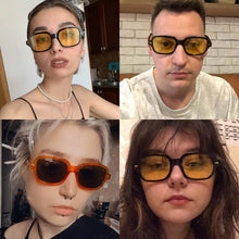 Load image into Gallery viewer, 2023 Square Sunglasses Women Men  Brand Designer Retro Clear Yellow Sun Glasses Vintage Rivet Shades lentes de sol