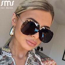 Carica l&#39;immagine nel visualizzatore di Gallery, 2023 Square Sunglasses Women Men Oversized Frame One-Piece Sunglasses Gradient  Brand Designer Eyeglasses