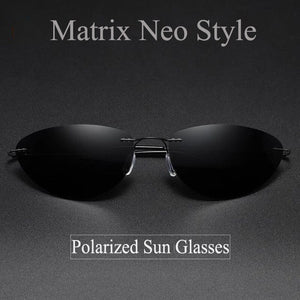 2023 The Matrix Neo Cool Style Polarized Sunglasses Titanium Rimless Ultralight Men Driving Brand Design Sun Glasses