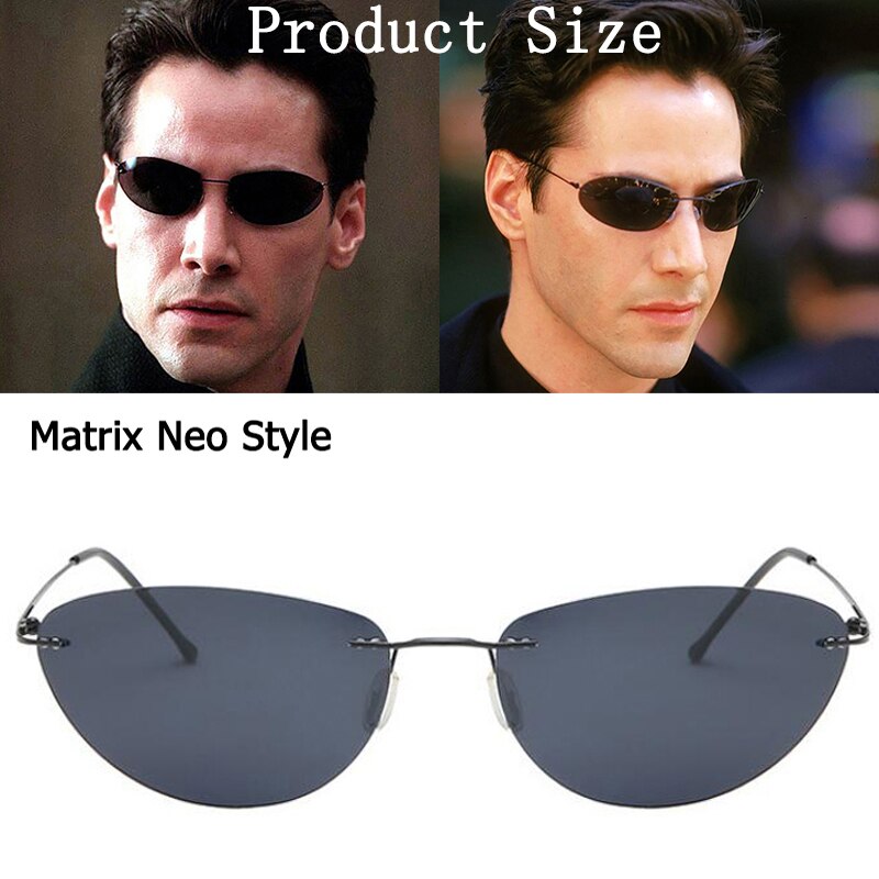 2023 The Matrix Neo Cool Style Polarized Sunglasses Titanium Rimless Ultralight Men Driving Brand Design Sun Glasses