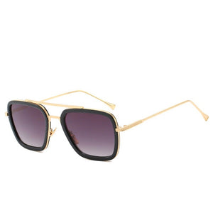 2023 Tony Stark Sunglasses Iron Men Sun Glasses Rectangle Vintage transparent trendy sun glasses metal frame sunglasses sunshade