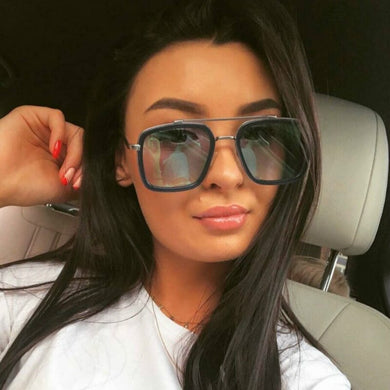 2023 Tony Stark Sunglasses Iron Men Sun Glasses Rectangle Vintage transparent trendy sun glasses metal frame sunglasses sunshade