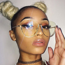 Load image into Gallery viewer, 2023 Trend Clear Glasses Women Clear Lens Optical Frames Superstar Unique Transparent Oculos Semi Rimless Spectacle Fake Glasses