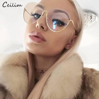 2022 Tendenza Occhiali Chiari Donne Lenti Trasparenti Montature da vista Superstar Unico Trasparente Oculos Semi Senza Montatura Per Occhiali Occhiali Finti 