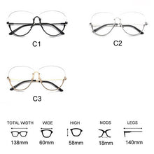 Load image into Gallery viewer, 2023 Trend Clear Glasses Women Clear Lens Optical Frames Superstar Unique Transparent Oculos Semi Rimless Spectacle Fake Glasses