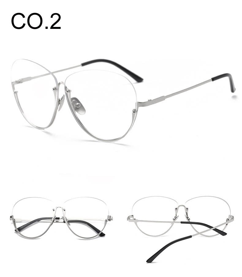 2022 Tendenza Occhiali Chiari Donne Lenti Trasparenti Montature da vista Superstar Unico Trasparente Oculos Semi Senza Montatura Per Occhiali Occhiali Finti 