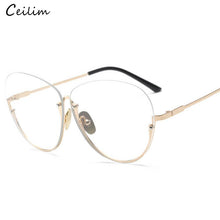 Load image into Gallery viewer, 2023 Trend Clear Glasses Women Clear Lens Optical Frames Superstar Unique Transparent Oculos Semi Rimless Spectacle Fake Glasses