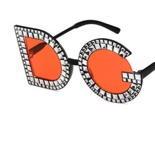 Load image into Gallery viewer, 2022 Trend Letter Sunglasses Female Oversized Sun Glasses Women Luxury Brand Spray Paint Diamond Frame Flash Shades Eyeglasses