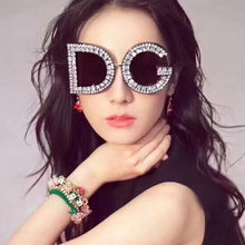 Load image into Gallery viewer, 2022 Trend Letter Sunglasses Female Oversized Sun Glasses Women Luxury Brand Spray Paint Diamond Frame Flash Shades Eyeglasses
