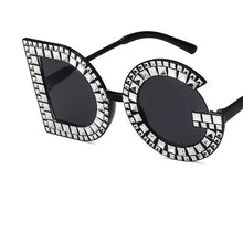 Load image into Gallery viewer, 2022 Trend Letter Sunglasses Female Oversized Sun Glasses Women Luxury Brand Spray Paint Diamond Frame Flash Shades Eyeglasses