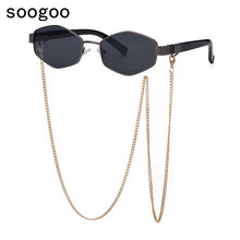 Load image into Gallery viewer, 2023 Trendy Vintage Hexagon With Chain Necklace Sunglasses Small Frame Sun Glasses  Brand Designer Eyewear UV400 Lunettes