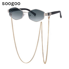 Load image into Gallery viewer, 2023 Trendy Vintage Hexagon With Chain Necklace Sunglasses Small Frame Sun Glasses  Brand Designer Eyewear UV400 Lunettes