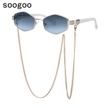 Load image into Gallery viewer, 2023 Trendy Vintage Hexagon With Chain Necklace Sunglasses Small Frame Sun Glasses  Brand Designer Eyewear UV400 Lunettes