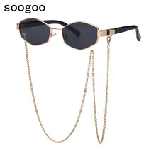 Load image into Gallery viewer, 2023 Trendy Vintage Hexagon With Chain Necklace Sunglasses Small Frame Sun Glasses  Brand Designer Eyewear UV400 Lunettes