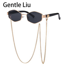 Load image into Gallery viewer, 2023 Trendy Vintage Hexagon With Chain Necklace Sunglasses Small Frame Sun Glasses  Brand Designer Eyewear UV400 Lunettes